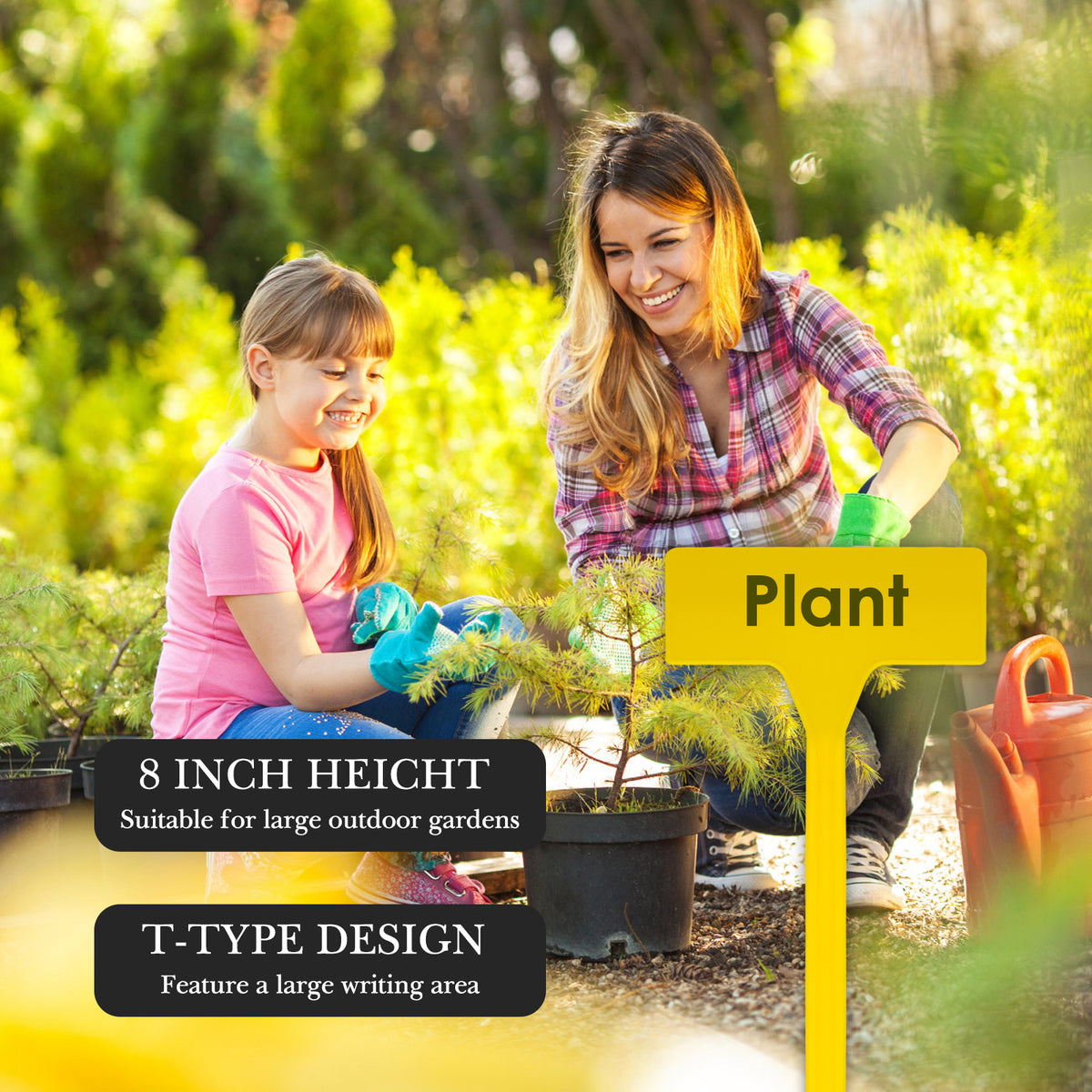 Linkidea 50pcs T-Shape Plastic Plant Labels Tags with Marker Pens, Garden Plant Accessories for Outdoor, Vegetable Seedling Label, Waterproof Orchard Signs (Yellow)