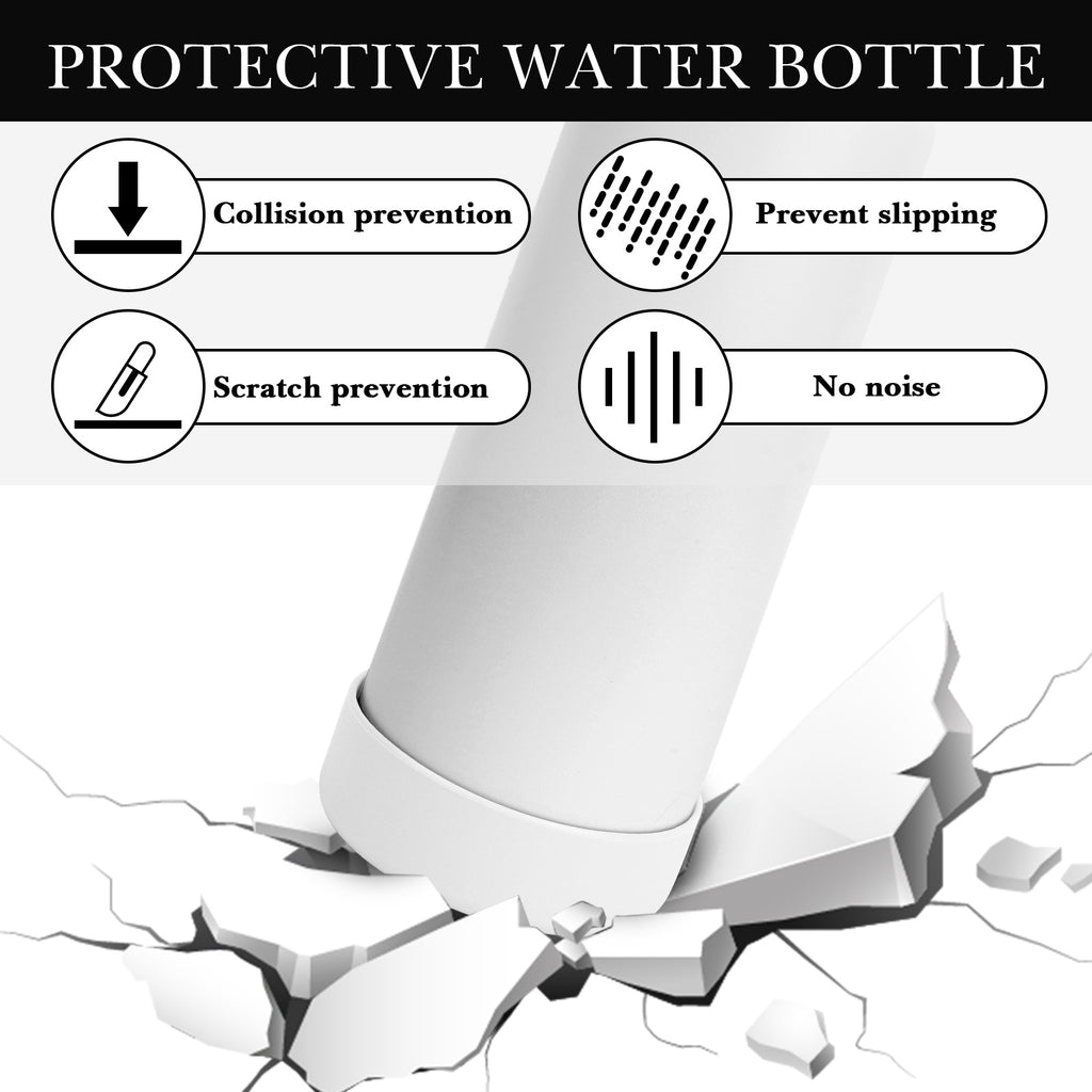 Linkidea Water Bottle Boot Compatible with YETI Rambler Bottle 36oz, Silicone Anti-Slip Water Bottle Bottom Sleeve Cover Protector, Bottle Bumper (White / 2 Pack)