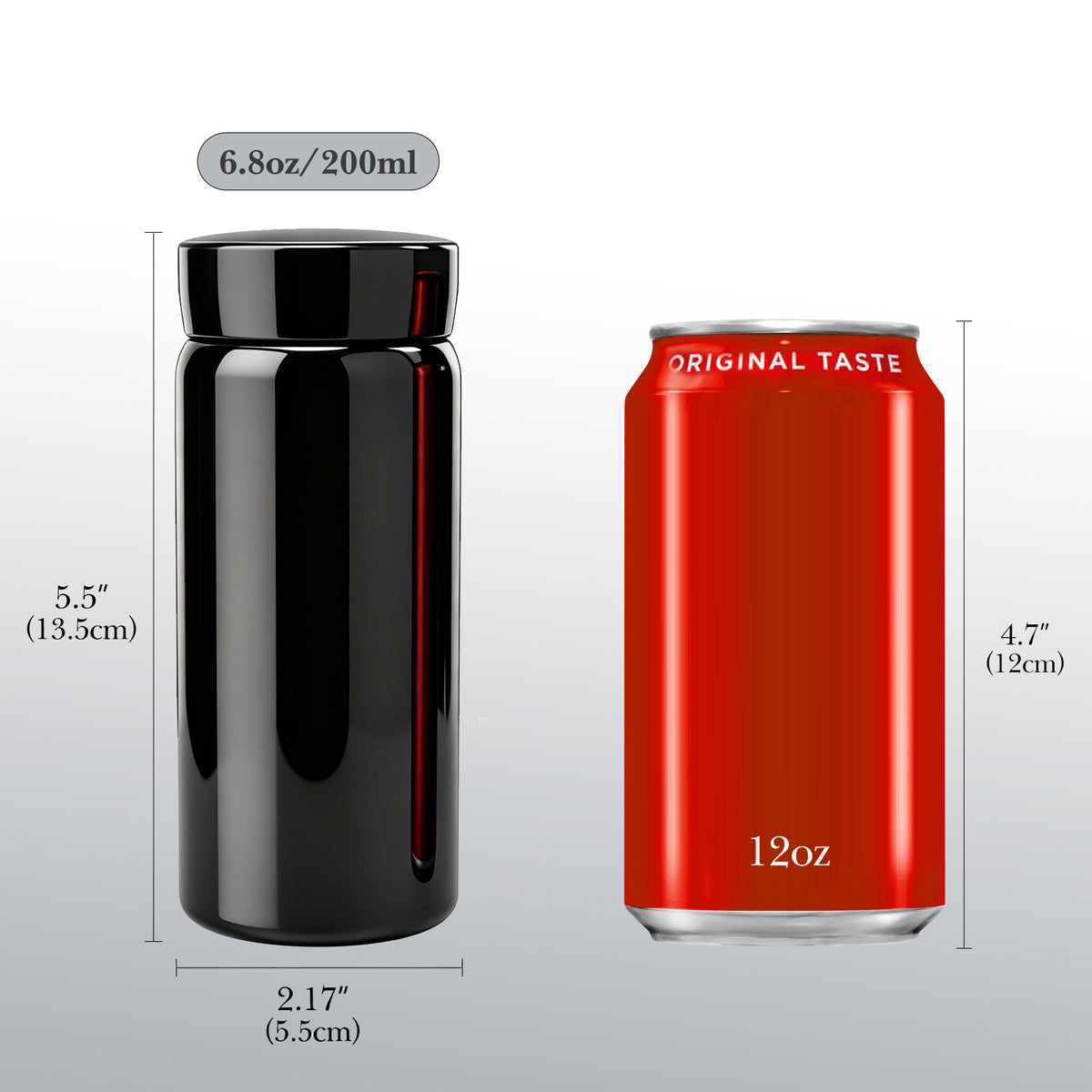 Linkidea 6.8oz (200ml) Mini Water Bottle, Vacuum Insulated Stainless Steel Bottle for Hot & Cold Drinks, Spill-Proof Small Bottle Fit Handbag, Purse and Pocket (Black)
