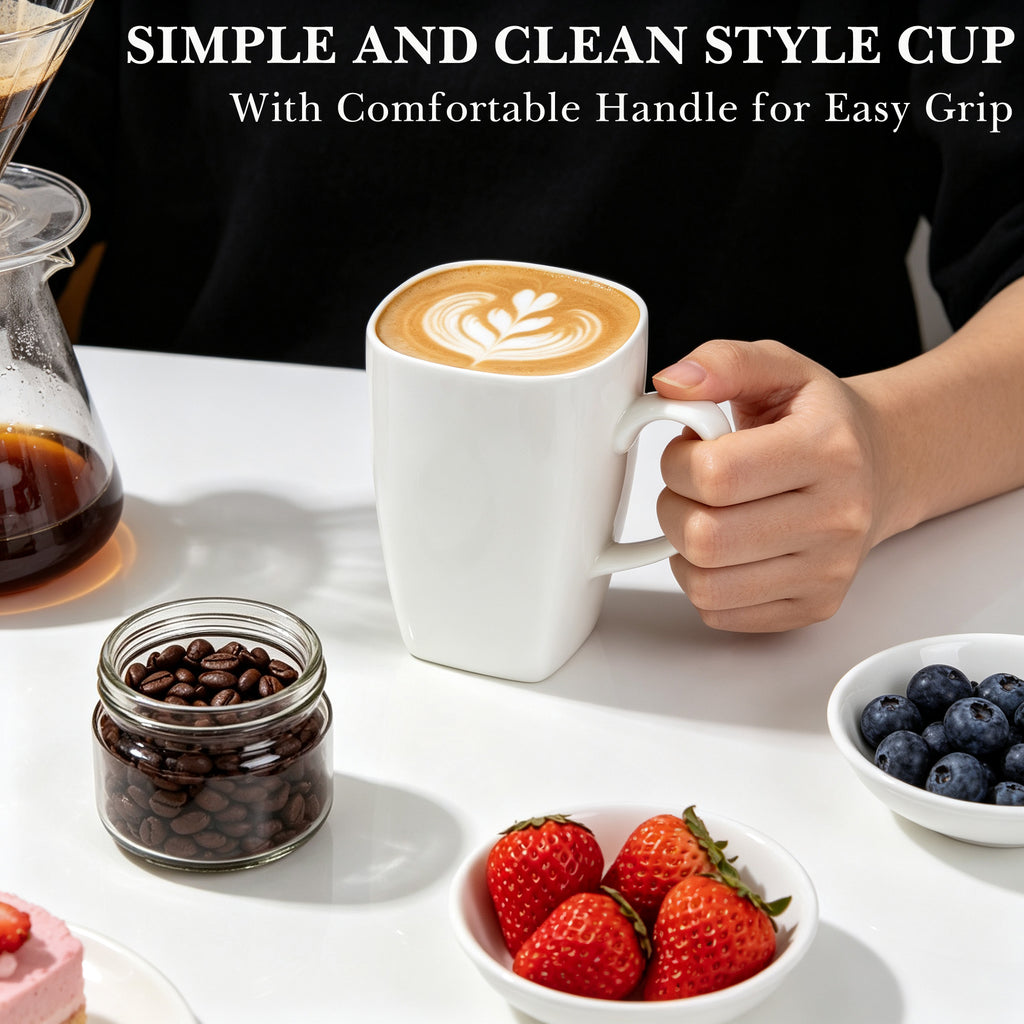Linkidea Extra Large Fine Bone China Coffee Mug 20oz, Lightweight Coffee Cups with Handles, Teacups for Beer, Latte, Hot Cocoa, Microwave and Dishwasher Safe, White