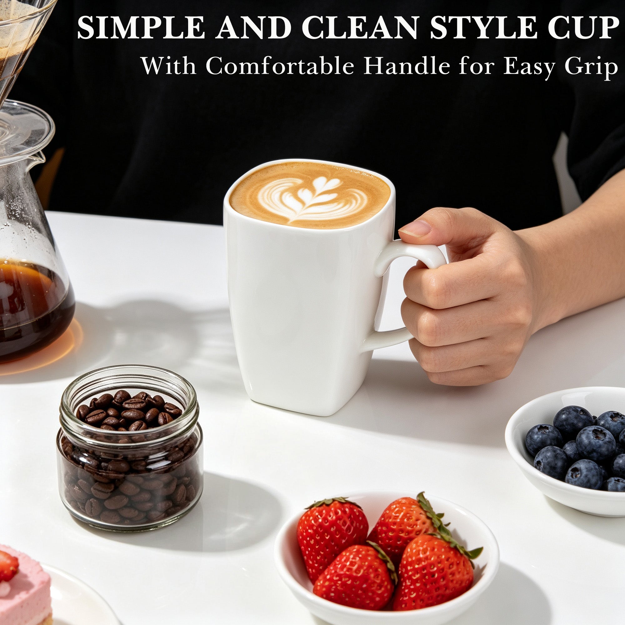 Linkidea Extra Large Fine Bone China Coffee Mug 20oz, Lightweight Coffee Cups with Handles, Teacups for Beer, Latte, Hot Cocoa, Microwave and Dishwasher Safe, White