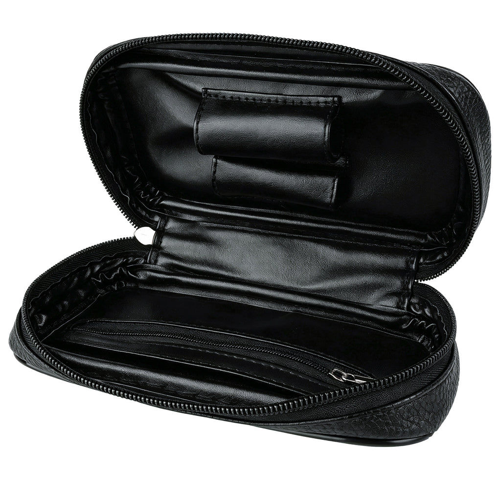 Linkidea Vegan Leather Tobacco Pipe Bag, Travel Pipe Organizer Pouch for Tobacco Pipes & Accessories, Portable Protective Storage Case for Gifts (Black)