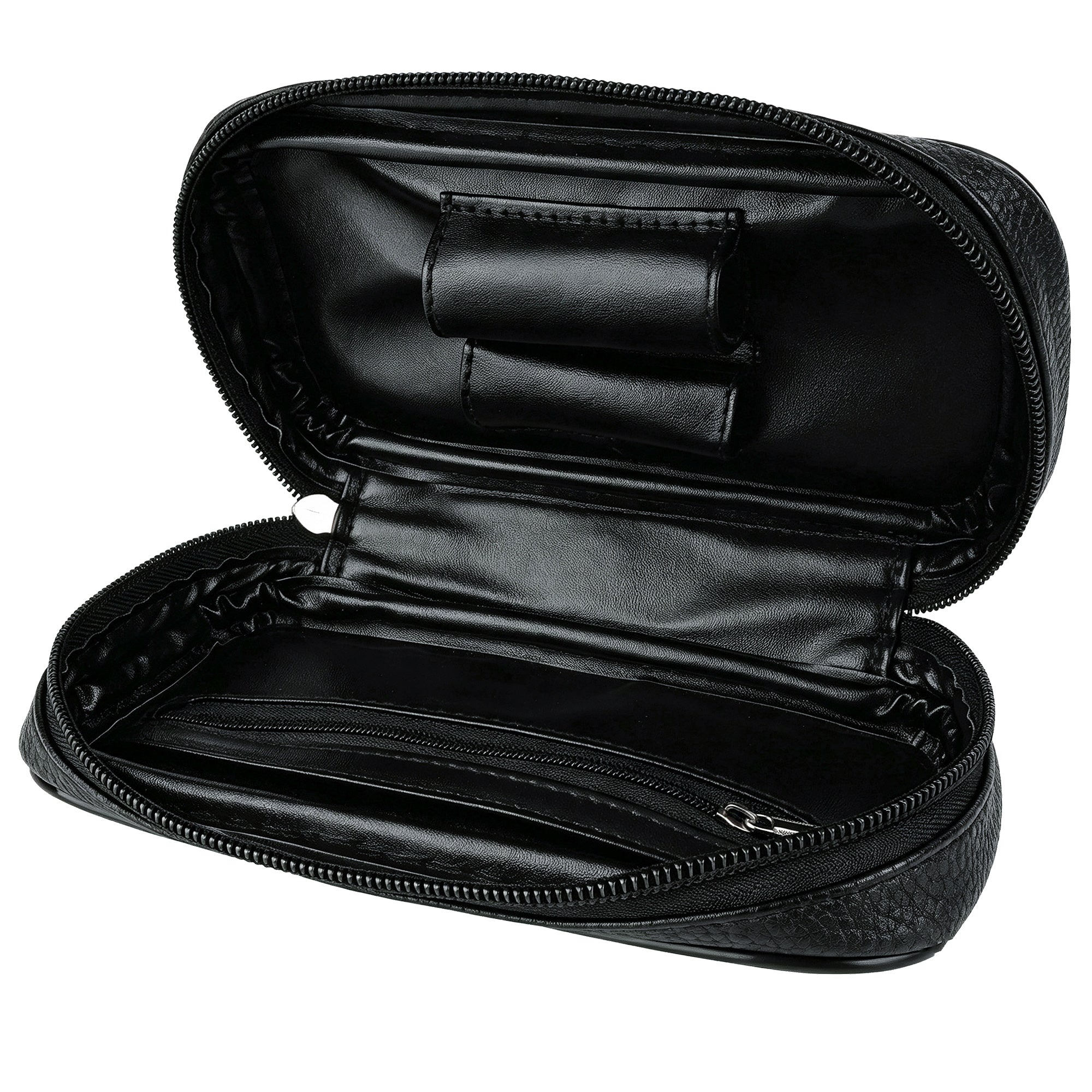 Linkidea Vegan Leather Tobacco Pipe Bag, Travel Pipe Organizer Pouch for Tobacco Pipes & Accessories, Portable Protective Storage Case for Gifts (Black)