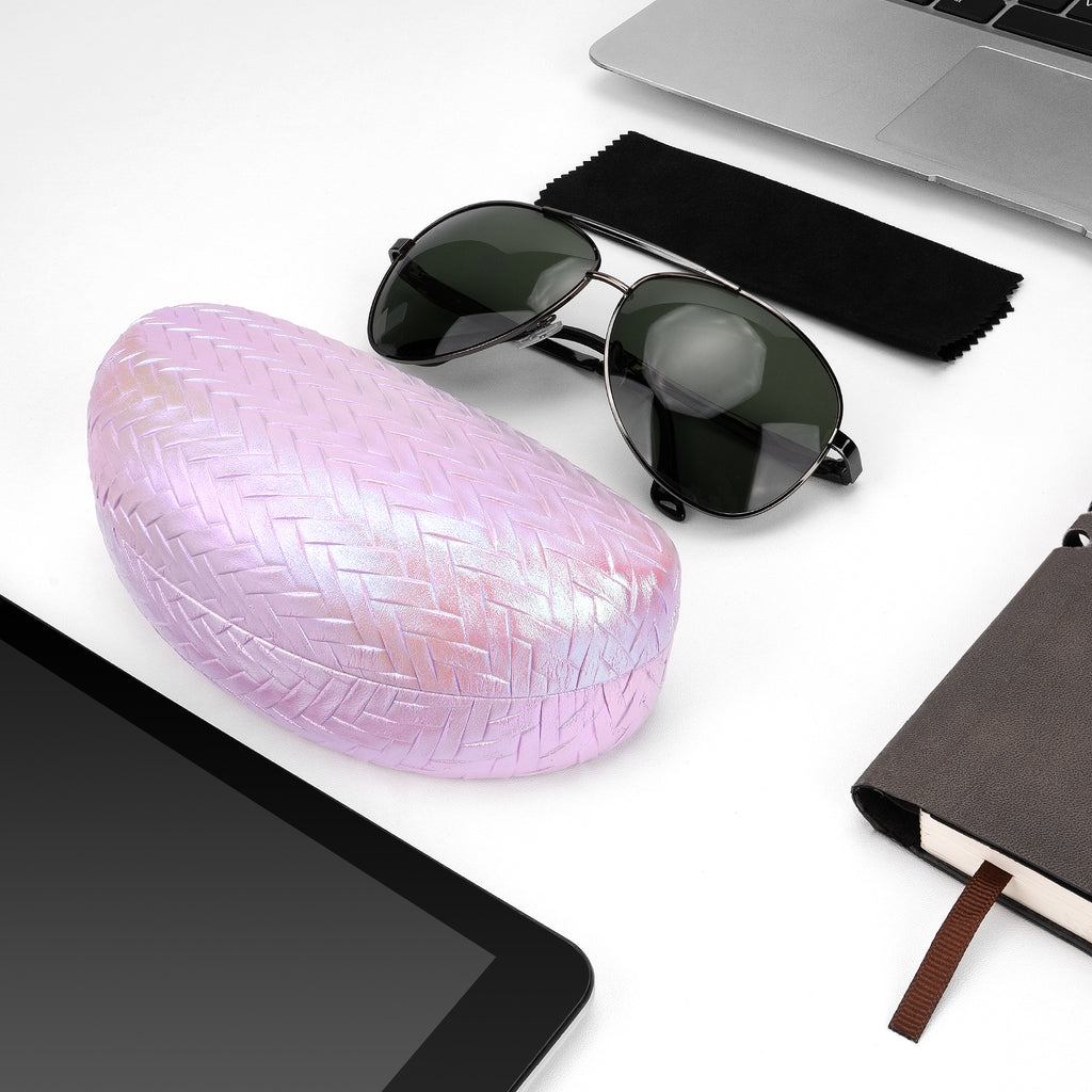 Extra Large Hard Shell Sunglasses Case, Oversized Sun Glasses Storage Organizer Compatible with RB4401D RBS0101S RB8097 RB8089 PO3352S PO3328S PO3311S (XXL, Pink)