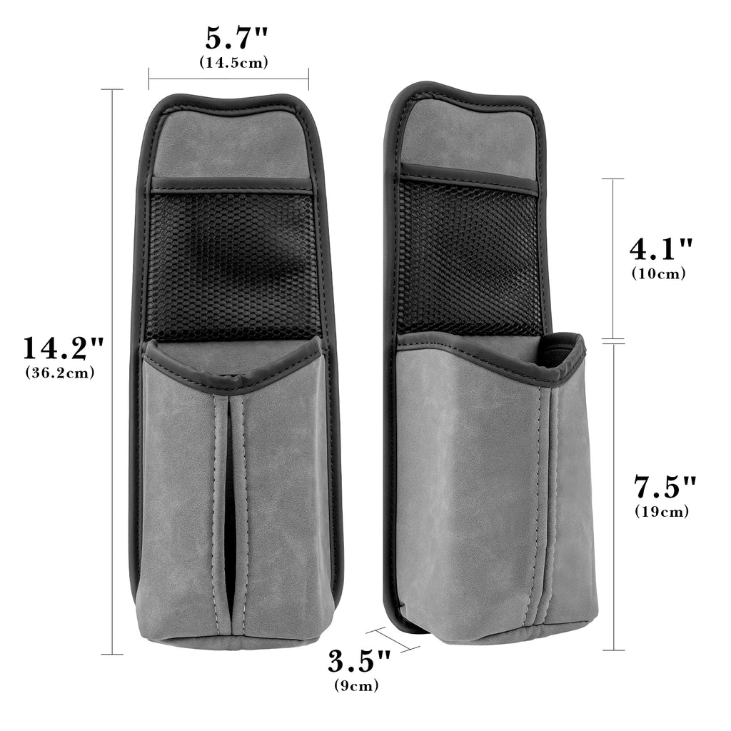 Linkidea Car Seat Side Large Water Bottle Holder Compatible with Owala FreeSip 24oz/32oz, Yeti Rambler 26oz/36oz, Auto Seat Large Car Bottle Hanging Storage Organizer with Mesh Pocket, Grey