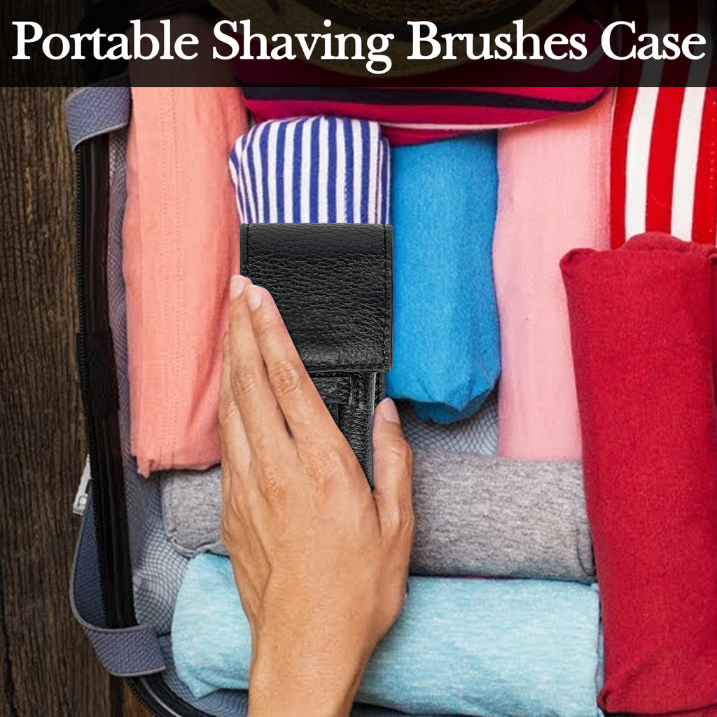 Linkidea Travel Shaving Brush Storage Case, Portable Organizer Bag, Compact Holder Compatible with Small Size Shave Brushes (Black)