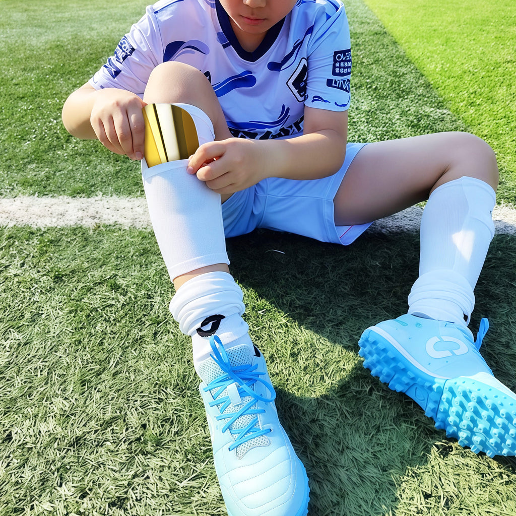 Linkidea Golden Soccer Shin Guards, Gold Color Protective Shin Pads for Kids, Youth