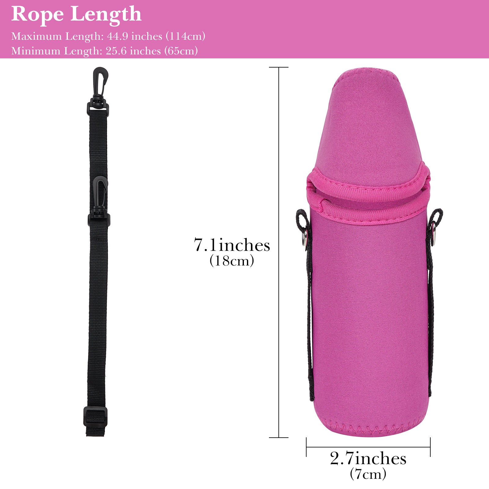 Linkidea Disposable Water Bottle Carrier with Shoulder Strap Compatible with 16.9 Fl Oz Crystal Geyser, Arrowhead, Insulated Neoprene Plastic Bottled Water Sling Bag (1 Pack / Rose Red)