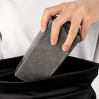 Extra Large Sunglasses Pouch Case, Grey Vegan Leather Eyewear Organizer Soft Bag Compatible with Rayban RB4401D/RBS0101S/RB8097/RB8089/RB4098