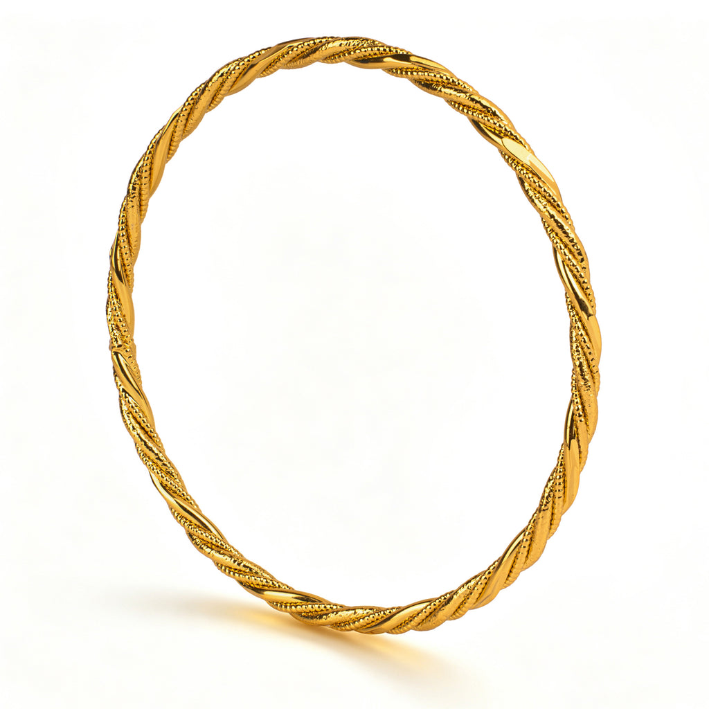 Gold Bangle Bracelet for Women, Extra Large Closed Bangle, Twisted Texture Bracelet for Plus Size Thick Wrists, 2.76 Inch Inner Diameter