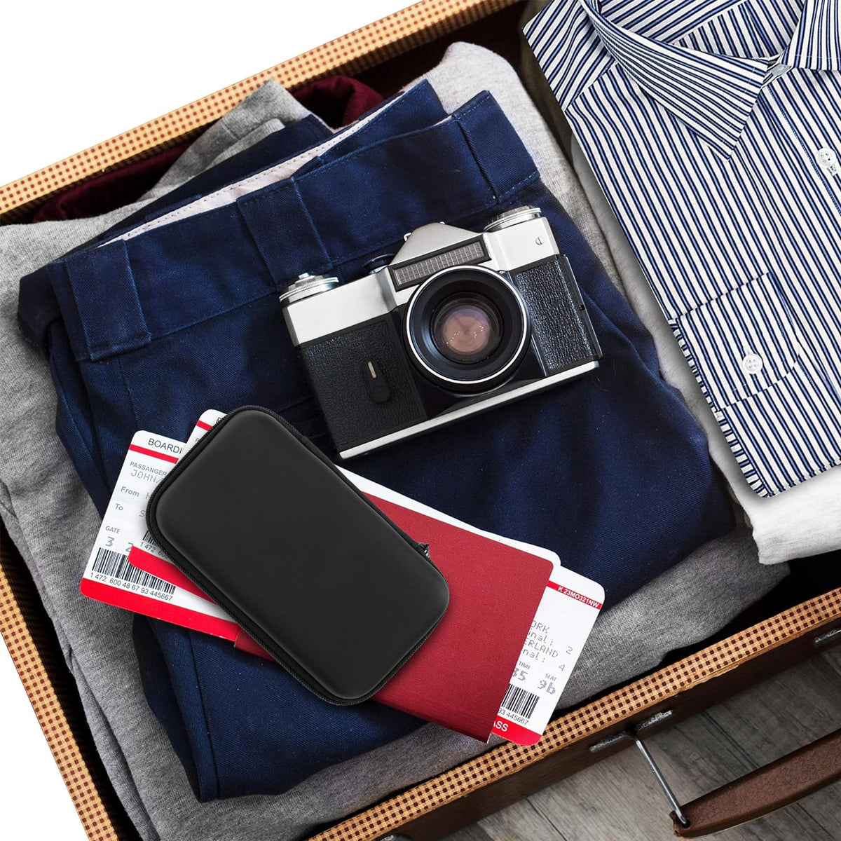 Linkidea Men's Cigar Travel Case, Waterproof, Pressure-Proof Cigar Box, Portable Cigar Accessories Organizer, Outdoor Humidor for Travel (Black)