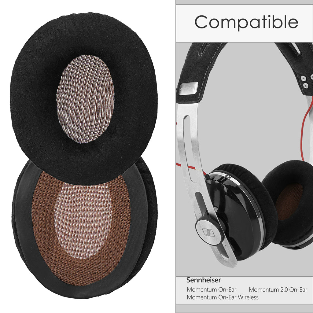 Linkidea Ear Pads for Sennheiser Momentum On-Ear, Momentum 2.0 On-Ear, HD1 On-Ear Headphones, Replacement Ear Cushions (Velour / Black)