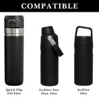 Linkidea 2 Pack Water Bottle Boot Compatible with Stanley Quick Flip GO 24oz, IceFlow Fast Flow 16oz, Silicone Water Bottle Bottom Bumper Protector (Black)