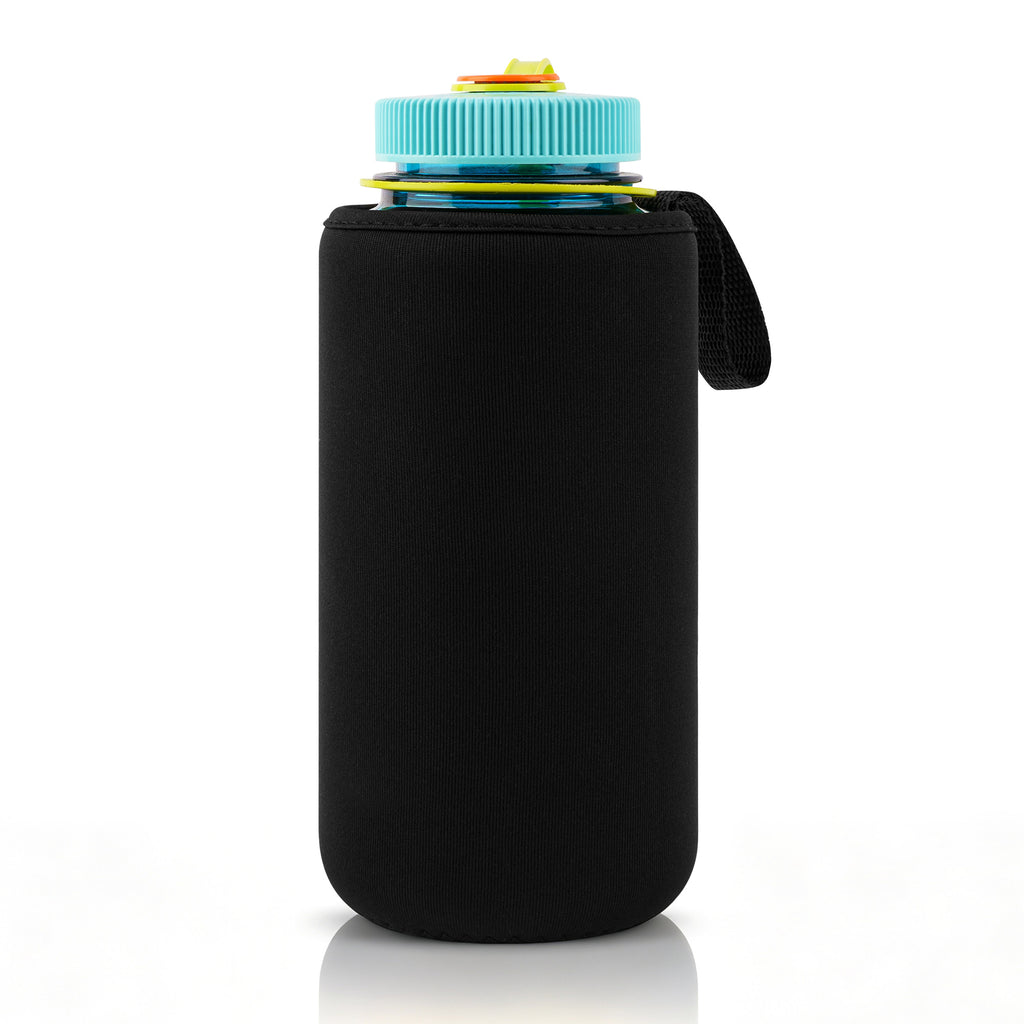 Linkidea Water Bottle Sleeve Compatible with Nalgene Sustain Wide / Narrow Mouth 32oz Bottles, Neoprene Bottle Cover Holder with Hand Strap (Black)