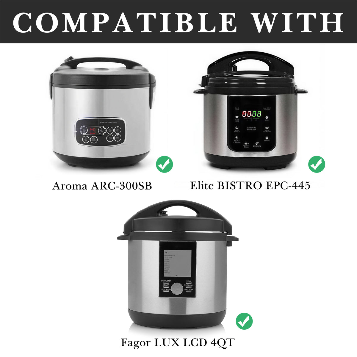 Linkidea 304 Stainless Steel Replacement Inner Pot Compatible with Aroma ARC-300SB Rice Cooker, Fagor LUX LCD 4 Qt & Elite Bistro EPC-445 Pressure Cookers, No Coating, Dishwasher Safe