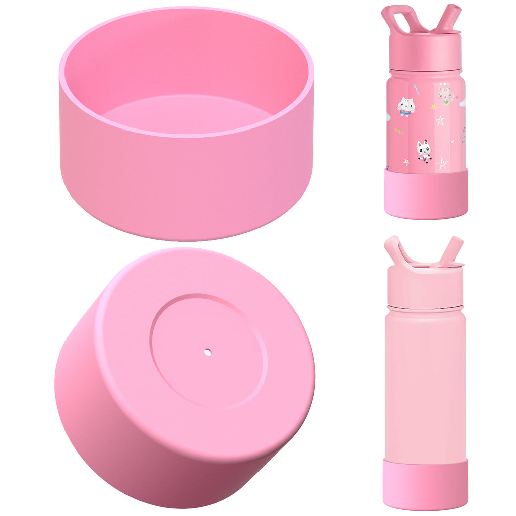 Linkidea 2 Pack Water Bottle Boot Compatible with Simple Modern Summit Collection 14oz/18oz/22oz, Silicone Waterbottles Bottom Bumper Protector (Light Pink)