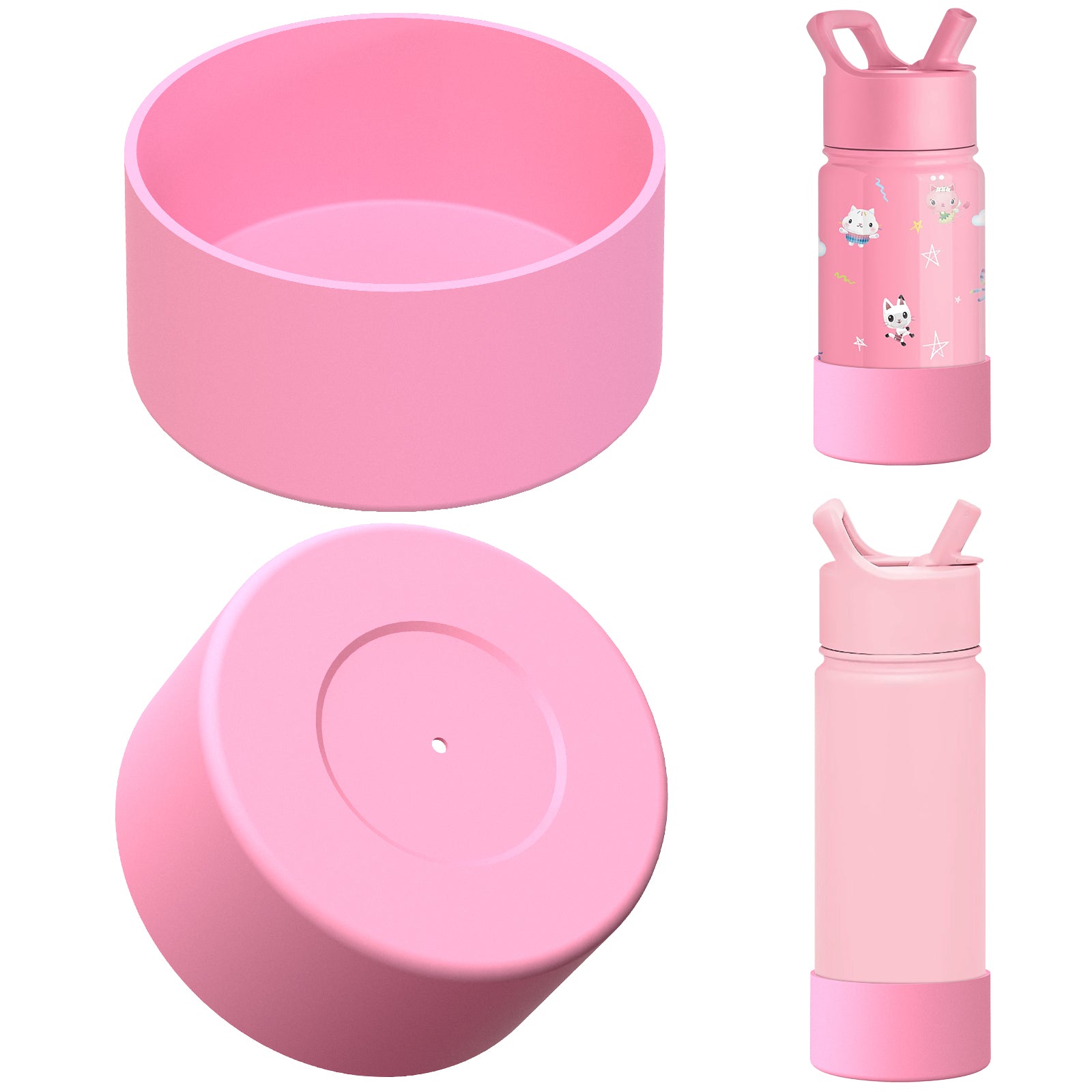 Linkidea 2 Pack Water Bottle Boot Compatible with Simple Modern Summit Collection 14oz/18oz/22oz, Silicone Waterbottles Bottom Bumper Protector (Light Pink)