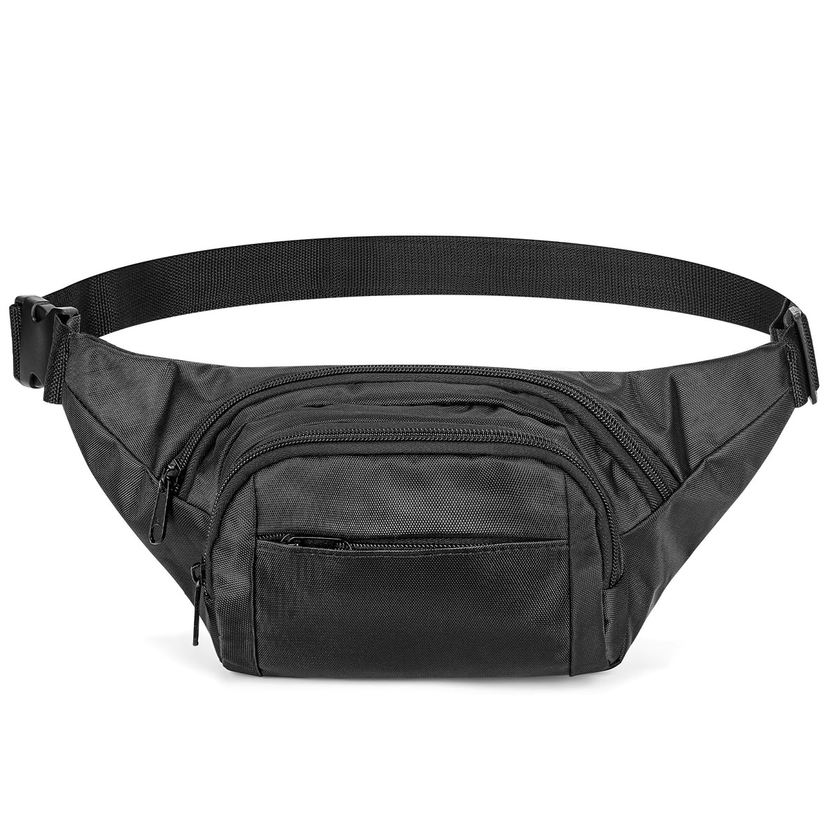 Extra Long Strap Fanny Pack, 59 Inch Max Adjustable Strap Plus Size Crossbody Bag, Extended Length Lightweight Waist Bag with Zipper and Pockets (Black)