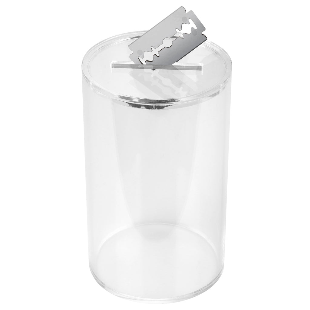 Linkidea Acrylic Safety Razor Blade Bank, Clear Blade Disposal Container for Used Double Edge Blades, Visible Fill Level, Barber & Home Use (Clear)