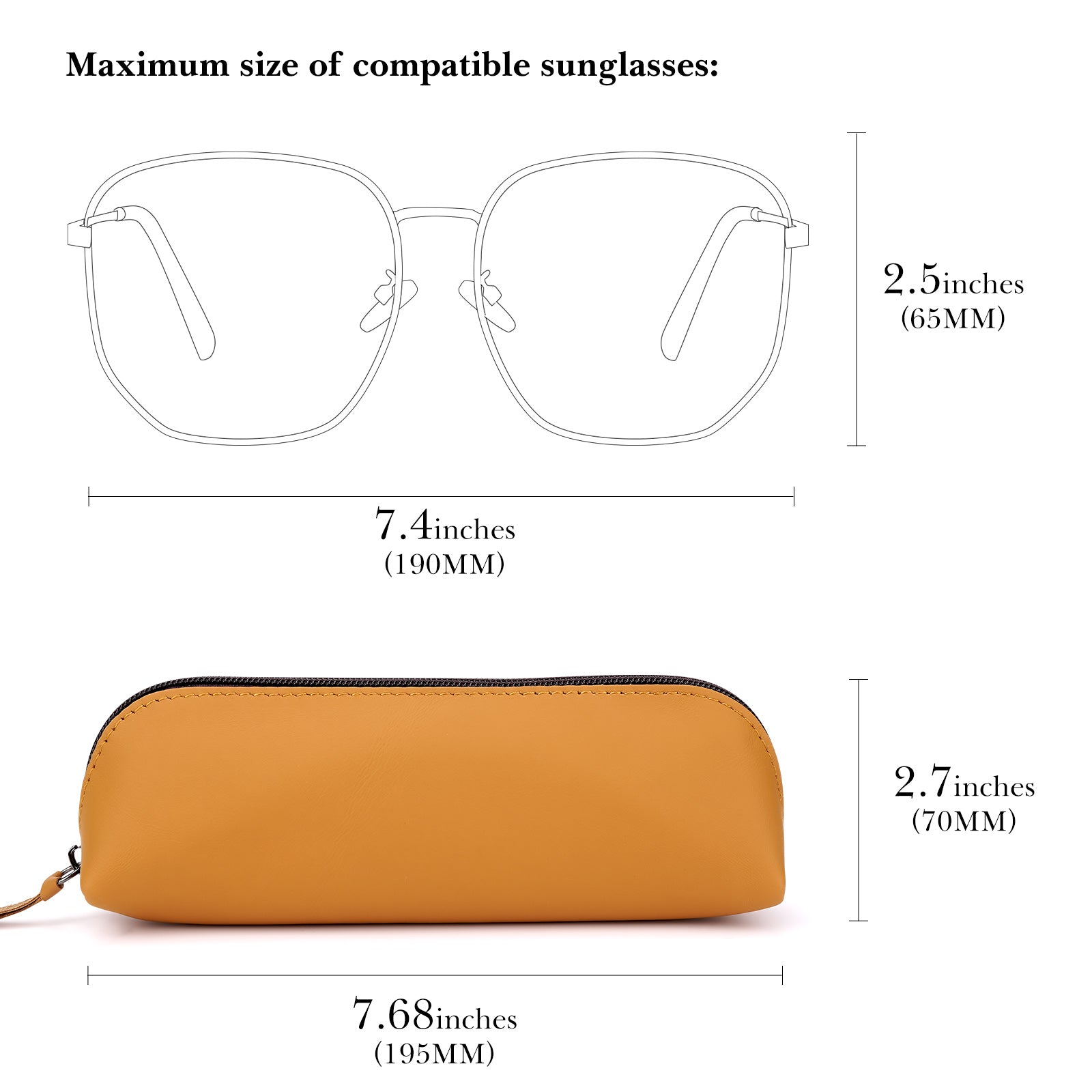 Extra Large Sunglasses Pouch Case, Vegan Leather Sun Glasses Organizer Soft Bag Compatible with DIOR Missdior B1U EverDior A1U GUCC1 GG0981S Prada PR 15W PR 24Z PR 15W (XXL, Brown)