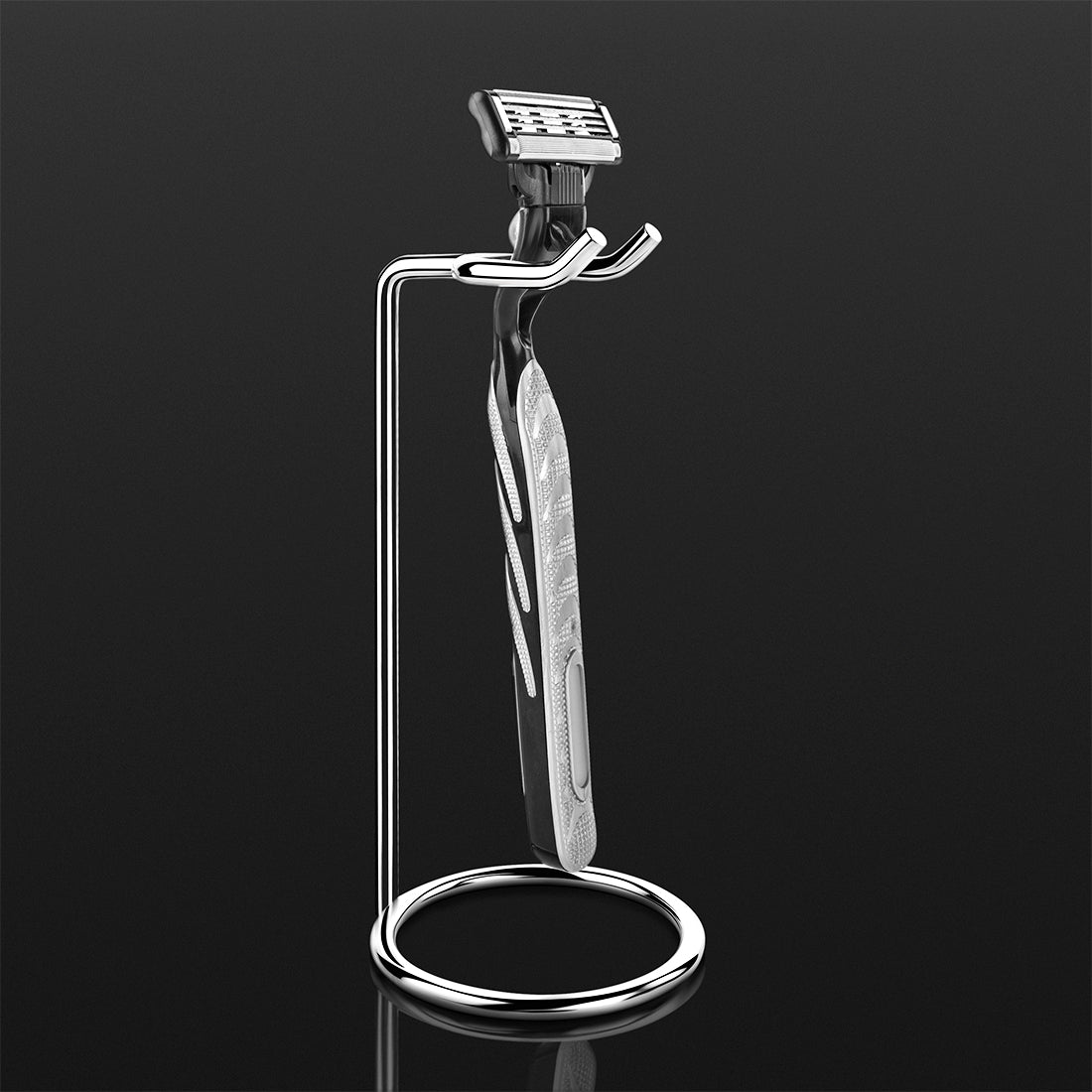 Linkidea 2 Pack Stainless Steel Safety Razor Stand, Travel Shaving Stand, Compatible with Gillette Fusion 5, ProShield, Mach 3 Long Handle Razor (Silver/Polished Chrome)