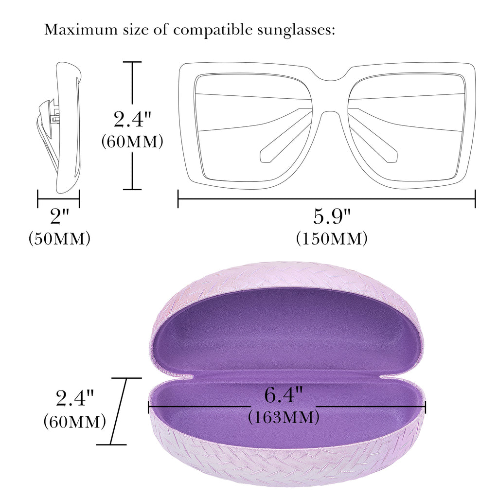 Extra Large Hard Shell Sunglasses Case, Oversized Sun Glasses Storage Organizer Compatible with RB4401D RBS0101S RB8097 RB8089 PO3352S PO3328S PO3311S (XXL, Pink)