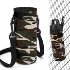 Linkidea Water Bottle Fence Sleeve with Hook Compatible with YETI Rambler Bottle 18oz, Hydro Flask Wide Mouth Bottle 18oz/20oz, Neoprene Bottle Shoulder Strap Bag for Outdoor Sports, Camo