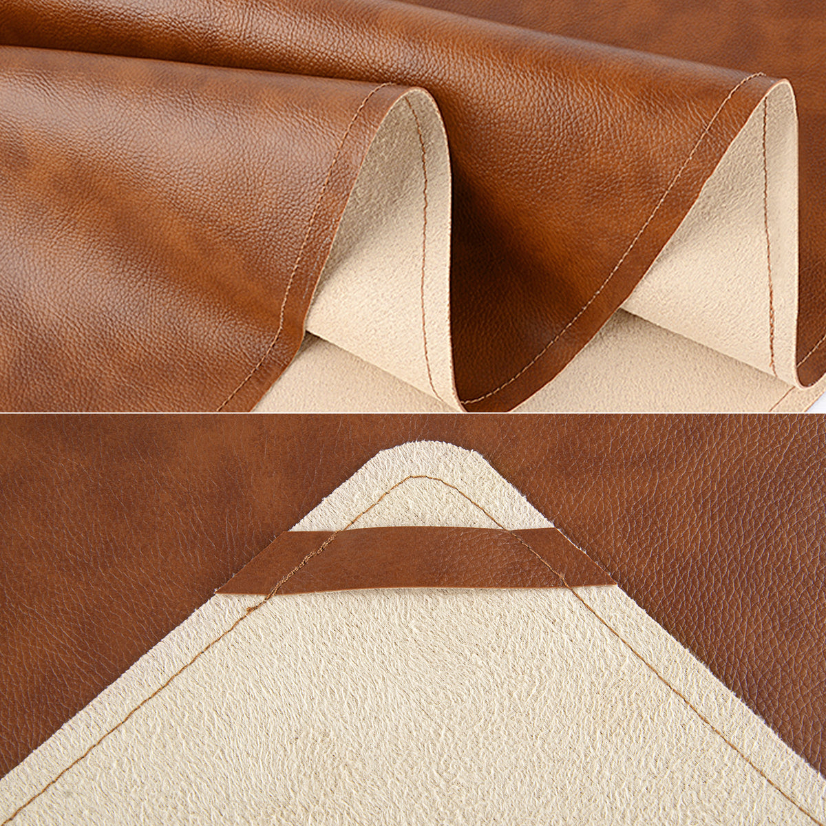 Linkidea Vegan Leather Table Runner, 71 x 13 Inches Heat Resistant, Waterproof, Faux Leather Table Mat for Daily Use, Holidays and Catering Events (Brown)