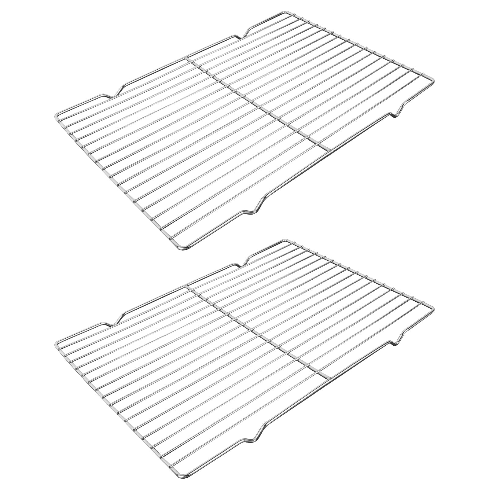 Linkidea Metal Grate Cooling Rack Pack of 2, Stainless Steel Baking Cooling Rack Rectangle 14.9" x 11", Oven Safe Grid Wire Racks for Roasting Disposable Pan (Silver)