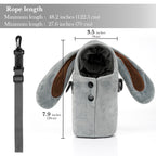 Linkidea Plush Water Bottle Carrier with Strap Compatible with Thermos FUNTAINER Steel/Tritan 12oz/16oz, Warm Gray Rabbit Waterbottle Sling Bag Holder with Shoulder Strap