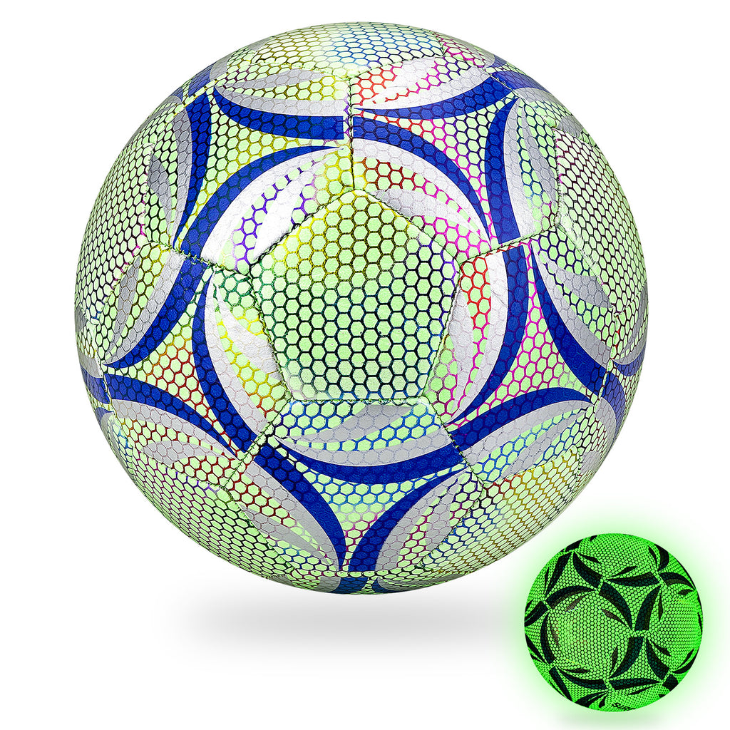 Linkidea Size 5 Glow in Dark Soccer Ball, Durable Vegan Leather Glowing Balls, Official Match Size Soccer with Good Visibility for Night Game or Training, Unique Gift for Outdoor
