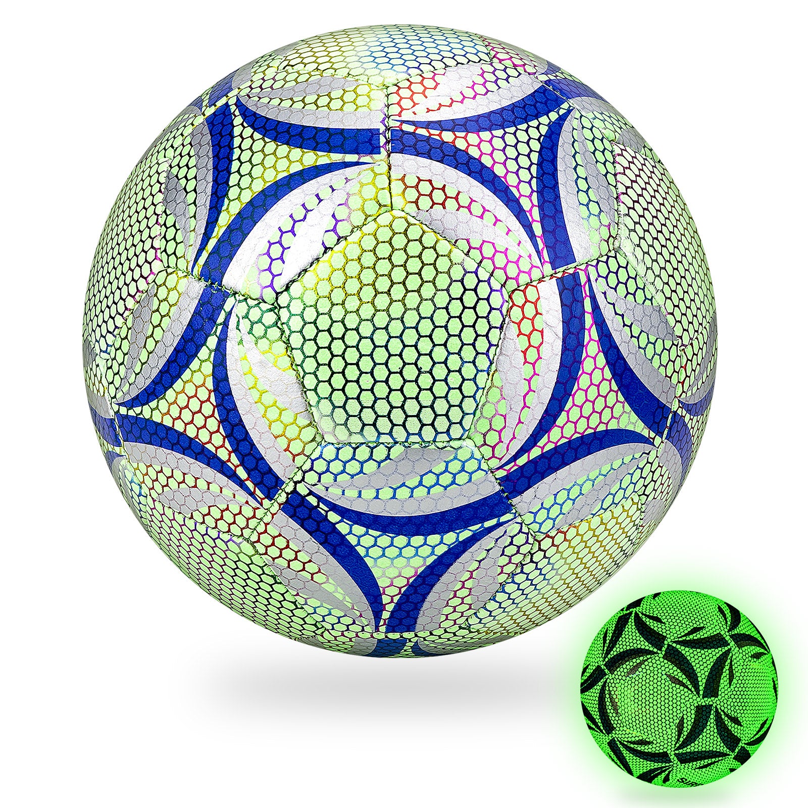 Linkidea Size 5 Glow in Dark Soccer Ball, Durable Vegan Leather Glowing Balls, Official Match Size Soccer with Good Visibility for Night Game or Training, Unique Gift for Outdoor