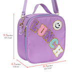 Linkidea Purple Cartoon Pattern Lunch Tote Bag for Kids, Portable Reusable Lunch Box Container Fits School, Picnic Use, Compatible with B.Box, Sunhanny, Pedeco, QQKO, Xgxn Lunch Box