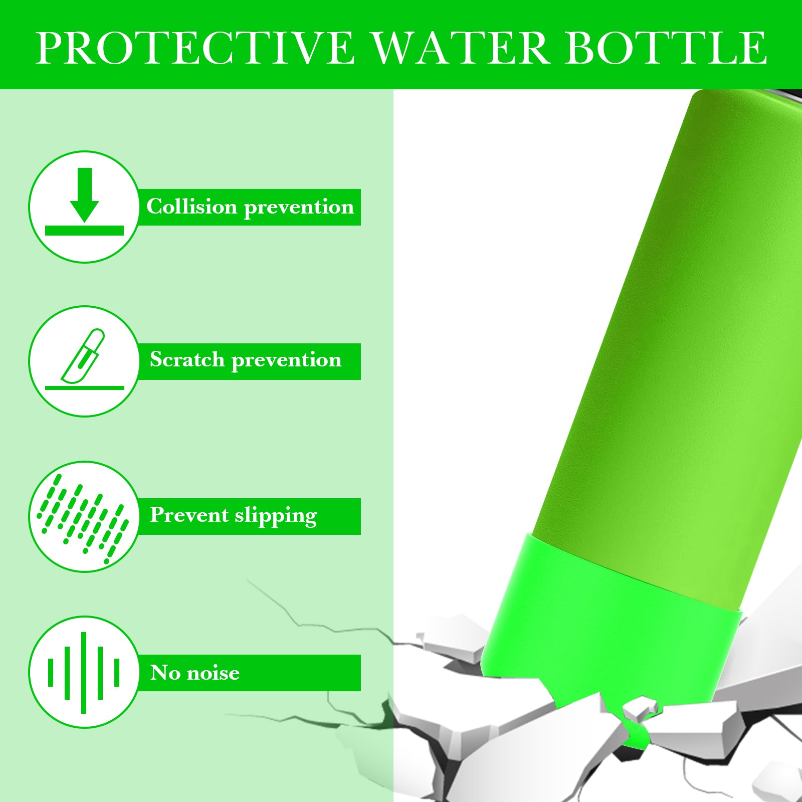Linkidea 2 Pack Water Bottle Boot Compatible with IRON °FLASK Wide/Narrow Mouth 12oz/14oz/16oz/18oz/20oz/22oz/24oz, Silicone Bottle Bottom Sleeve Cover Bumper Protector (Green)
