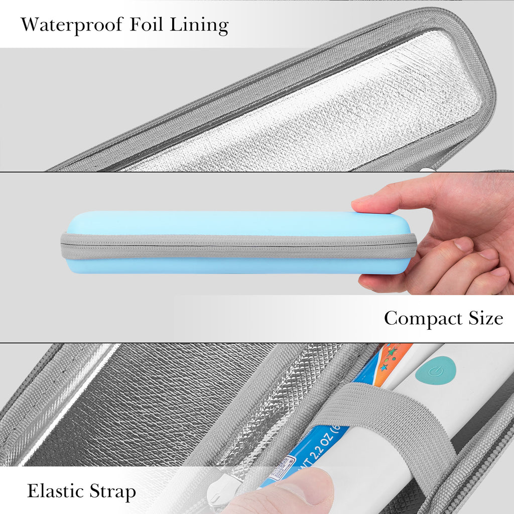 Linkidea Kids Electric Toothbrush Travel Case with Waterproof Lining, Portable Hard Shell Carrying Bag, Protective Storage Box Compatible with Philips Sonicare HX3601, Oral-B Battery (Blue)