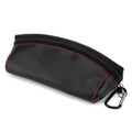 Sunglasses Pouch Bag with Carabiner, Black Vegan Leather Sunwear Storage, Travel Soft Sunglasses Case Holder Compatible with Rayban RB4394M/RB8360M/RB2140/RB2140