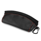 Sunglasses Pouch Bag with Carabiner, Black Vegan Leather Sunwear Storage, Travel Soft Sunglasses Case Holder Compatible with Rayban RB4394M/RB8360M/RB2140/RB2140