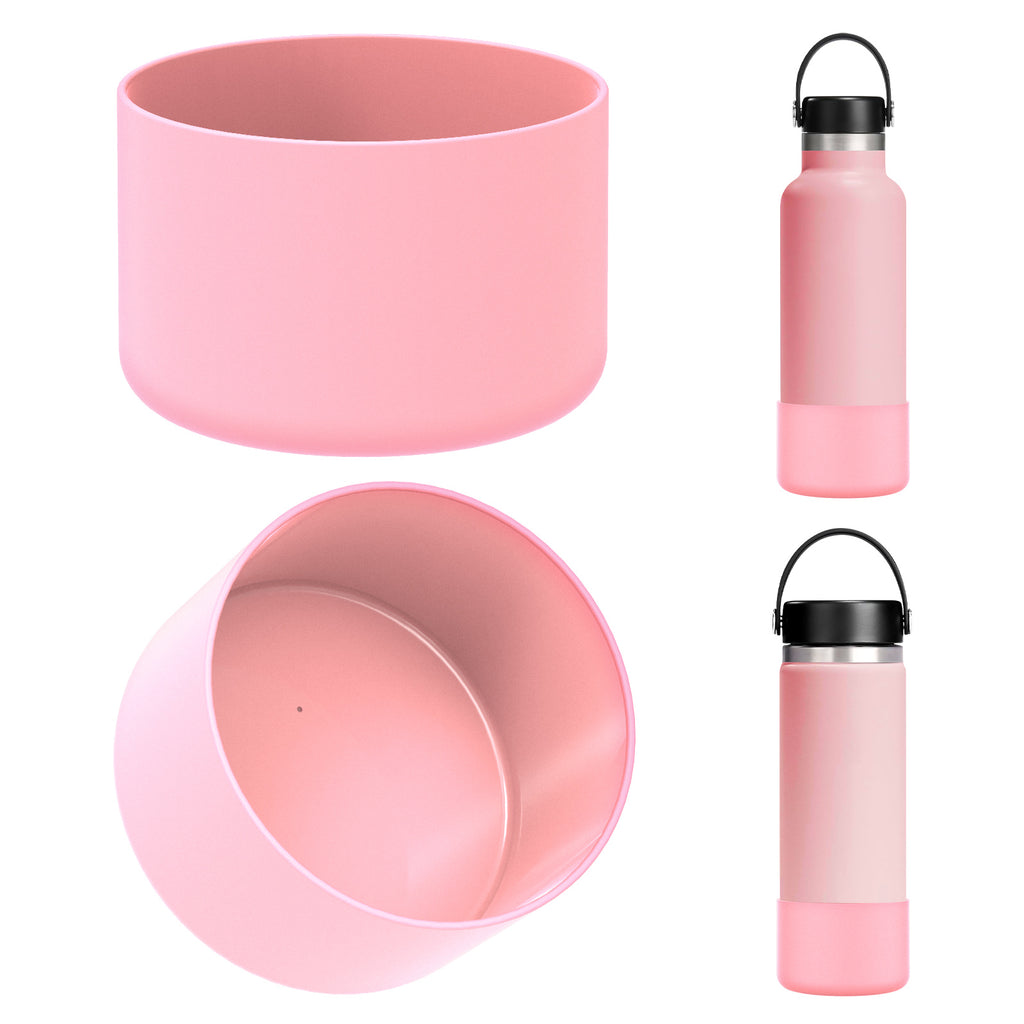 Linkidea 2 Pack Water Bottle Boot Compatible with Hydro Flask Wide Mouth 12oz/14oz/16oz/18oz/20oz, Silicone Bottle Bottom Sleeve Bumper Protector (Light Pink)