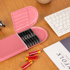 Linkidea Battery Storage Case with Tester, Portable Battery Organizer Compatible with 12 AA, 12 AAA Batteries, Single Layer Battery Box (Pink)