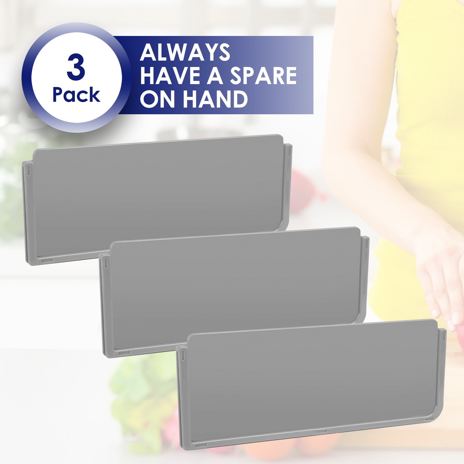 Linkidea 3 Pcs Lunch Box Insert Divider Replacements, Food Grade Bento Box Accessories for Food Dividing, 5.1'' Length Meal Prep Container Separator, Compatible with Bentgo Fresh (Grey)