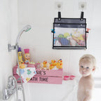 Linkidea 2-Pack Hanging Mesh Bathroom Storage Organizer, Large Capacity Bathtub Basket with Adhesive Hooks, Shower Caddy for Kids Bath Toys, Toiletries and Accessories