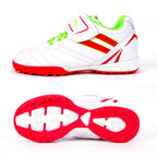 Linkidea Kids TF Soccer Shoes No Laces, Laceless Turf Soccer Cleats for Unisex-child (White)