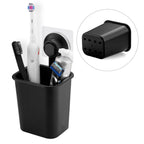 Linkidea Toothbrush Holder Self Adhesive Wall Mounted for Bathroom Shower Wall, Shaver Razor Holder Hanger, Electric / Battery Toothbrush and Toothpaste Organizer, No Drill or Nail Needed (Black)