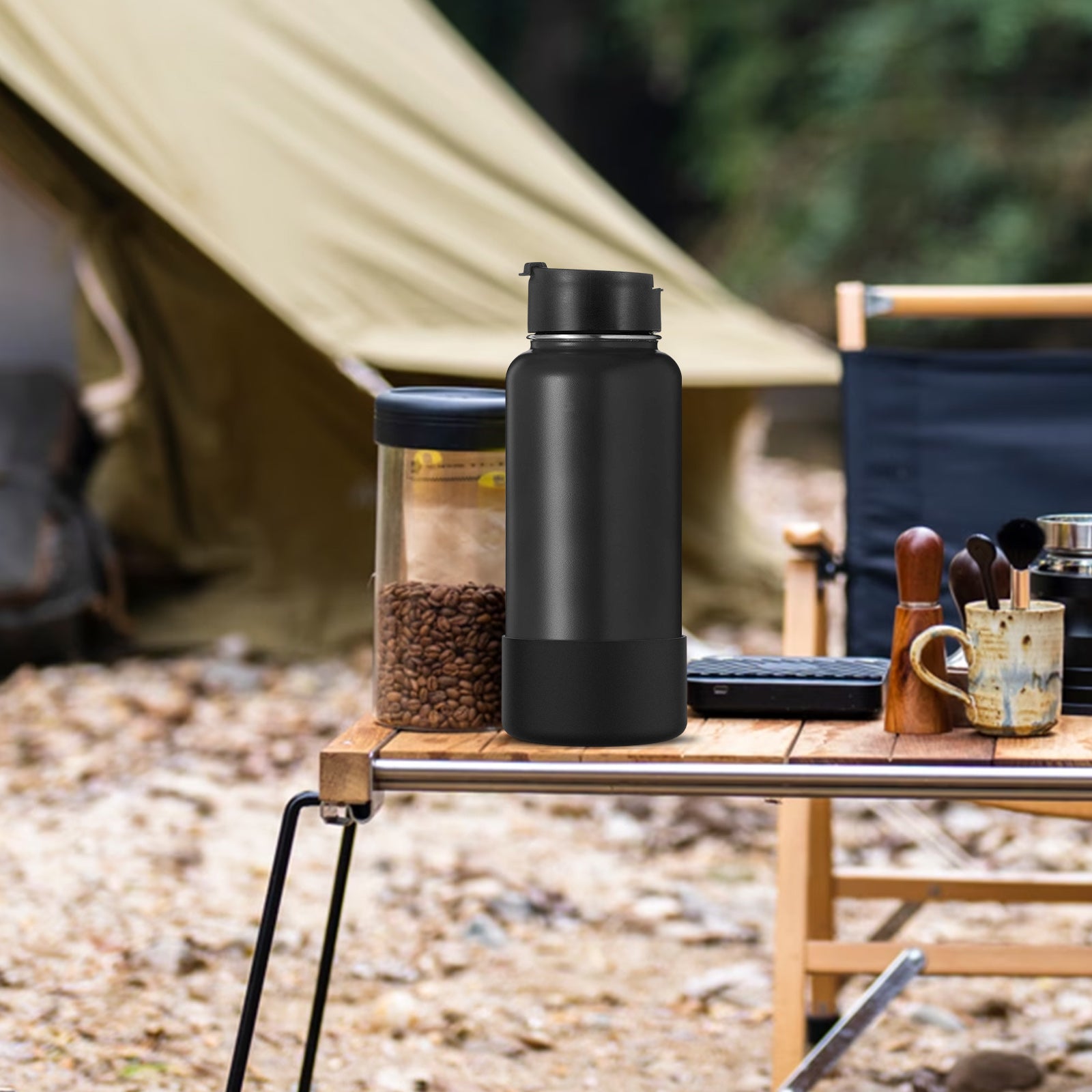 Linkidea Water Bottle Boot Compatible with IRON °FLASK Wide Mouth 32oz/40oz, Narrow Mouth 32oz, Silicone Bottle Bottom Sleeve Cover Protector, Bottle Bumper (Black / 2 Pack)