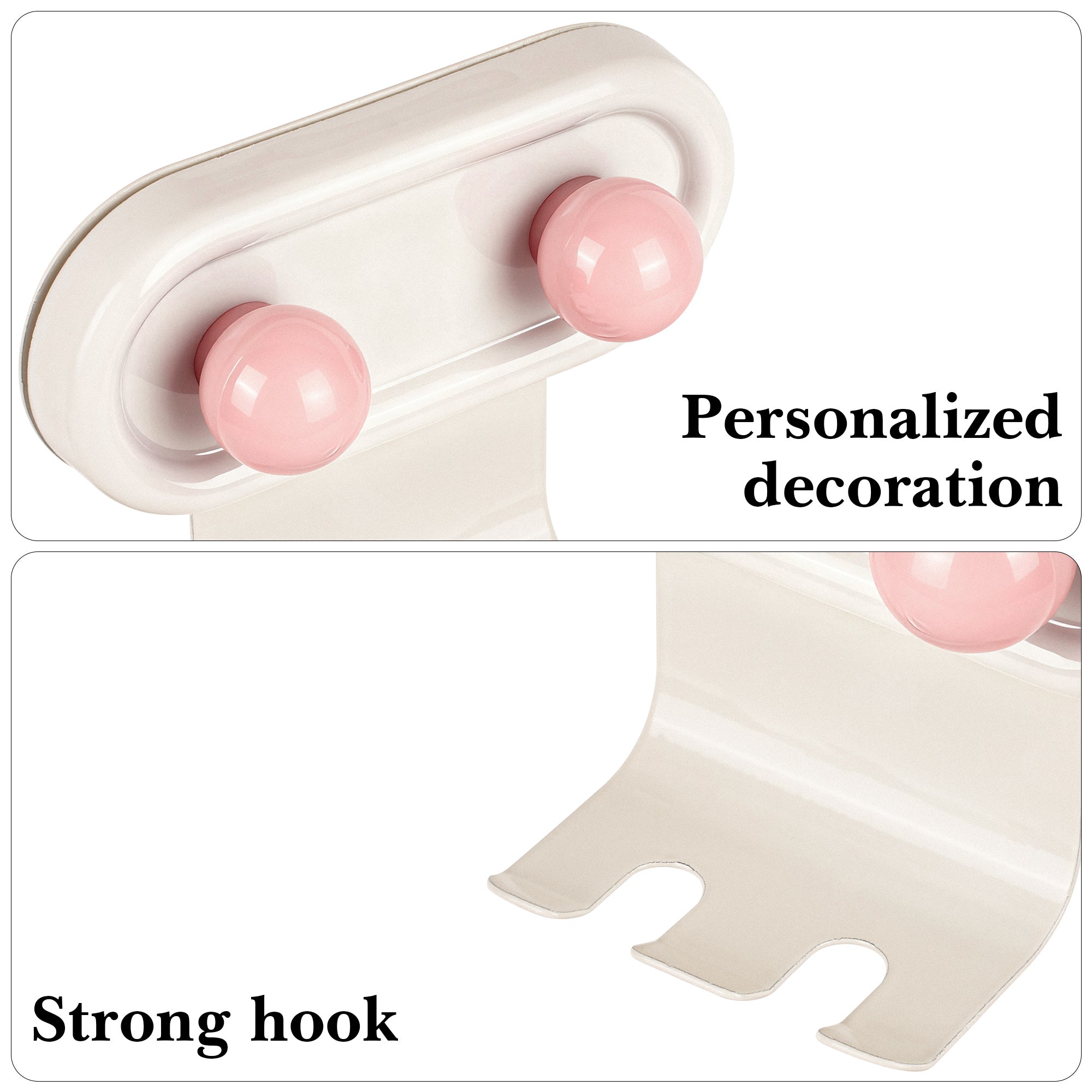 Linkidea 2 Pack Wall Mount Toothbrush Holder for Bathroom, 2 Slots Self Adhesive Iron Brush Hanger Compatible with Oral-B CrossAction, Colgate ExtraClean(Pink Dot)