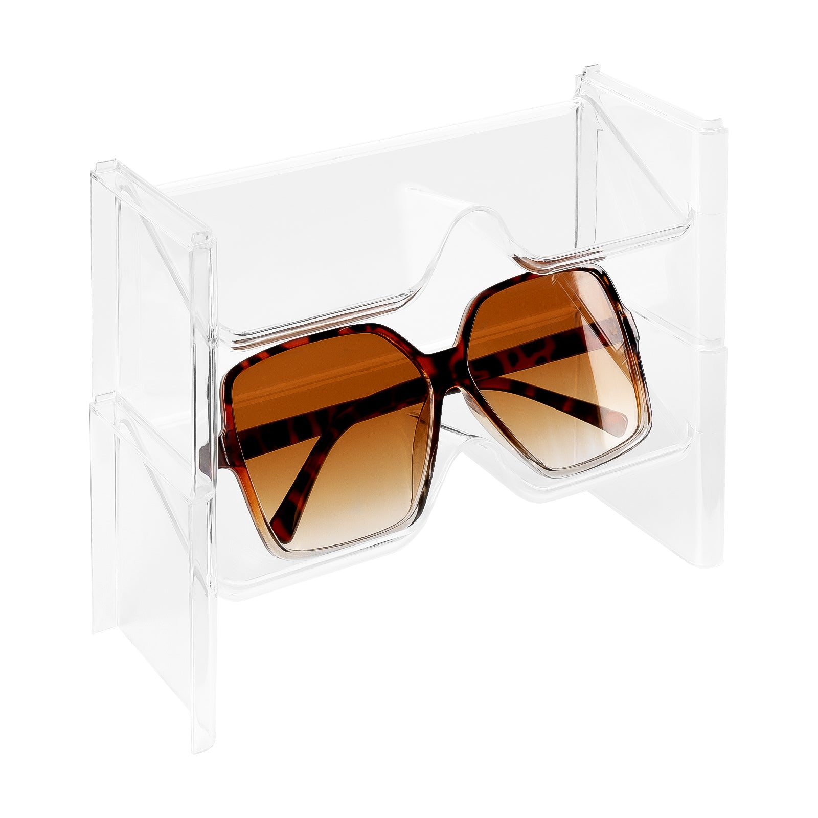 Sunglasses Desk Holder Stand for Extra Large Sunglasses, 2 Pack Acrylic Oversized Glasses Holder Sunglass Display Stand Compatible with Gucci GG0876S GG0875S GG1020S