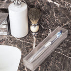 Linkidea Acrylic Toothbrush Holder with Diatomite Drying Stone, Bathroom Drawer Organizer with Drainage Hole for Tooth Brush, Compatible with Colgate Extra Clean, Oral-B CrossAction