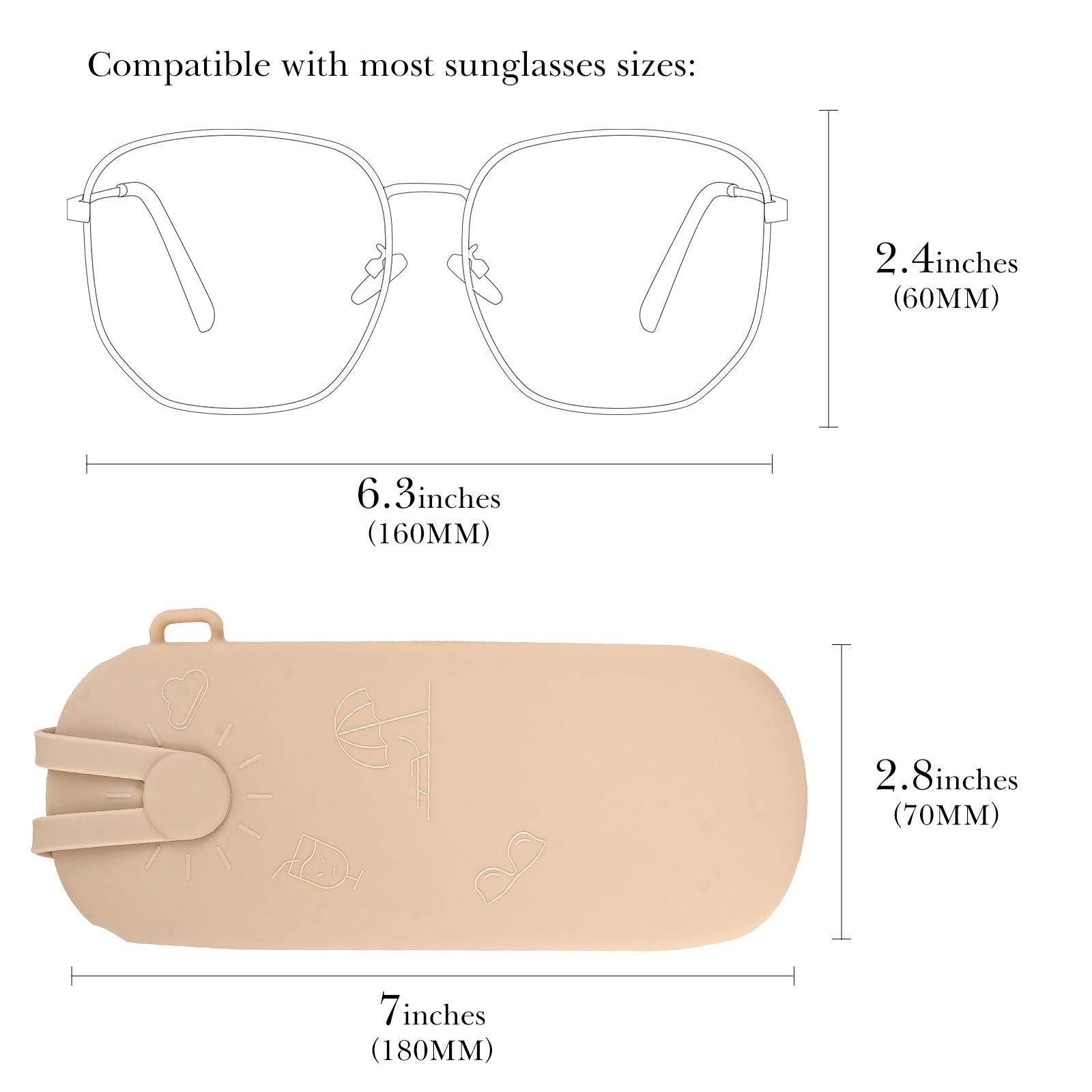 Extra Large Sunglasses Pouch Case, Silicone Oversized Sun Glasses Organizer Soft Bag Compatible with Gucci GG0595S GG0875S GG0351S GG1087S Versace VE4395 (XXL, Khaki)