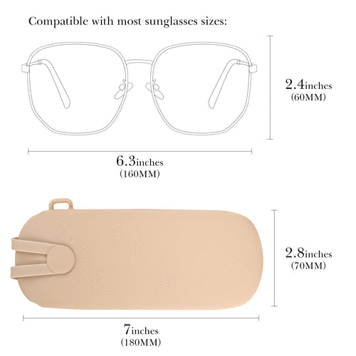 Extra Large Sunglasses Pouch Case, Silicone Oversized Sun Glasses Organizer Soft Bag Compatible with Gucci GG0595S GG0875S GG0351S GG1087S Versace VE4395 (XXL, Khaki)