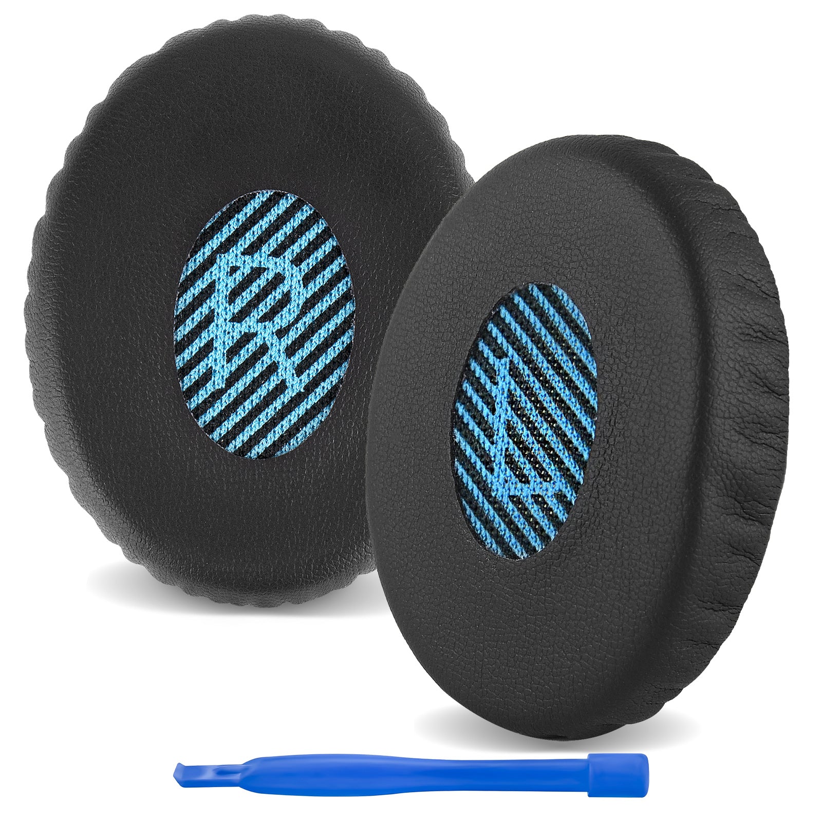 Replacement Ear Pads for Bose On-Ear OE2/OE2i, SoundTrue, SoundLink On-Ear (OE) Ear Headphones, Headset Earpads ( Protein Leather / Black-Blue Mesh )